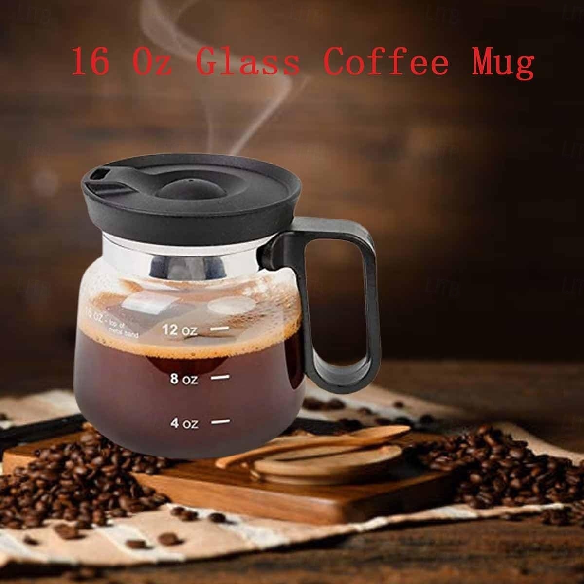 Tasse à café en verre de 16 oz, style cafetière, tasse à café en verre transparent avec couvercle de voyage de type paille pour café chaud, thés chauds, chocolat chaud de 2026 ? $27.99 –P4