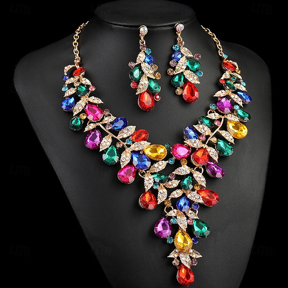 Parure de bijoux 2 Chrome Boucles d'oreilles Collier Femmes Élégant ancien Mode Le style rétro Classique Parure de Bijoux Pour Mariage Soirée robe demoiselle d honneur de 2025 ? $29.99 –P5