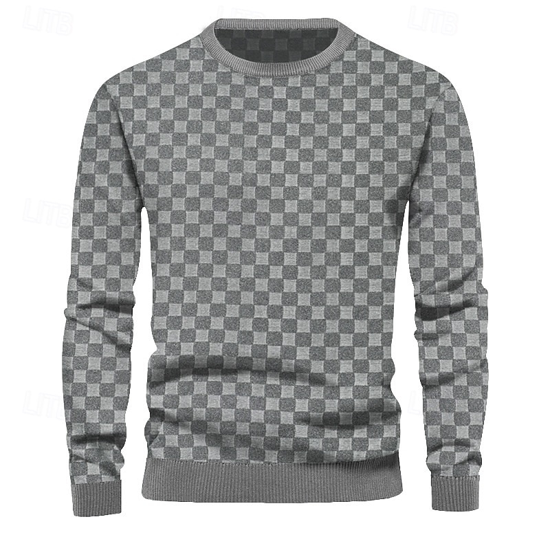 رجالي كنزة البلوز هوديي البلوز قف بجانب الطريق أسود أبيض كاكي رمادي رقبة عالية مدورة هندسي بقع الرياضة & في الخارج فضفاض مناسب للبس اليومي أناقة الشارع كوول ملابس رياضية الشتاء ملابس هوديس بلوزات 2025 - $20.99 –P3