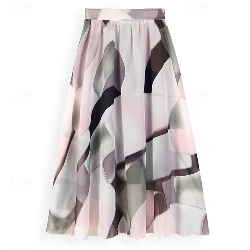 Pentru femei Fustă Leagăn Modă Casual Maxi Talie Medie Fuste Floral Imprimeu Micro-elastic Vacanță Stradă Negru Roz Îmbujorat Albastru Primăvară Șifon Poliester 2025 - $22.99 –P3