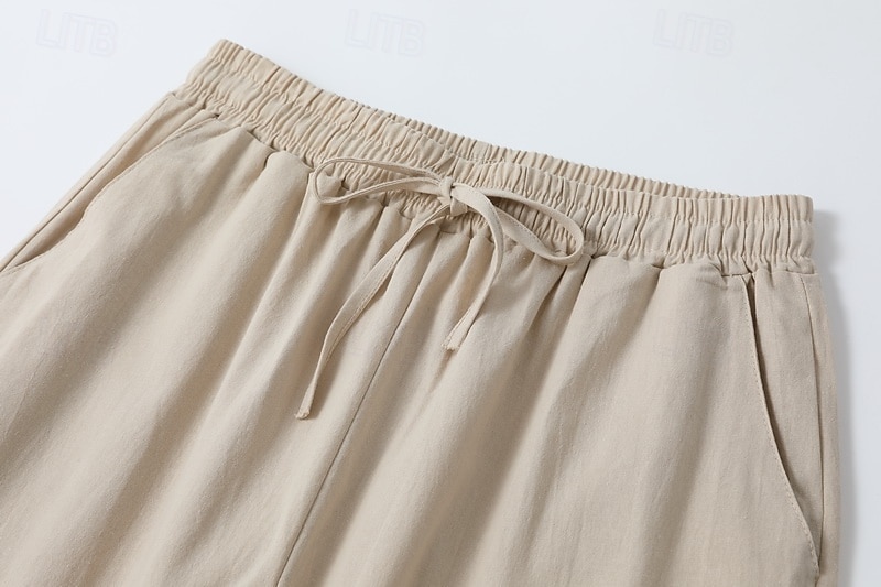Dámské Bavlněné plátěné kalhoty Kalhoty chinos Kalhoty Základní Na běžné nošení Dlouhé Vysoký pas Bez vzoru Kapsy Pružný design se stahovací šňůrkou Vysoký střih Prodyšnost Yumuşak Lehce elastické 2025 - $18.99 –P5