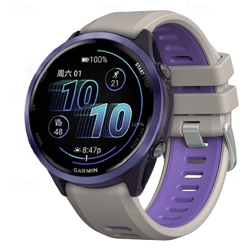 Klokkerem til Garmin Forerunner 570 47 mm/265 (musikk)/255 (musikk)/Venu 3/Vivoactive 4 Marq Descent Quatix 22 mm silikonrem i rustfritt stål, tofarget 2025 - $15.99 –P16