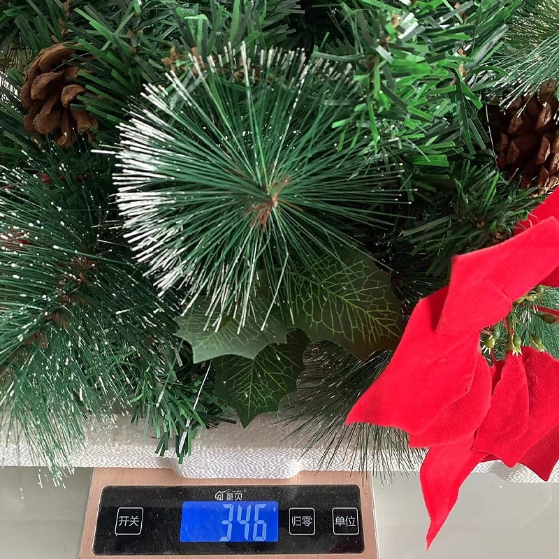 זר תיבת דואר לחג המולד עם תאורת LED, פוינסטיה אדומה מלאכותית לגינה חיצונית, ענפים מיובשים וקישוט תלוי של זר אצטרובל 2025 - $25.99 –P6