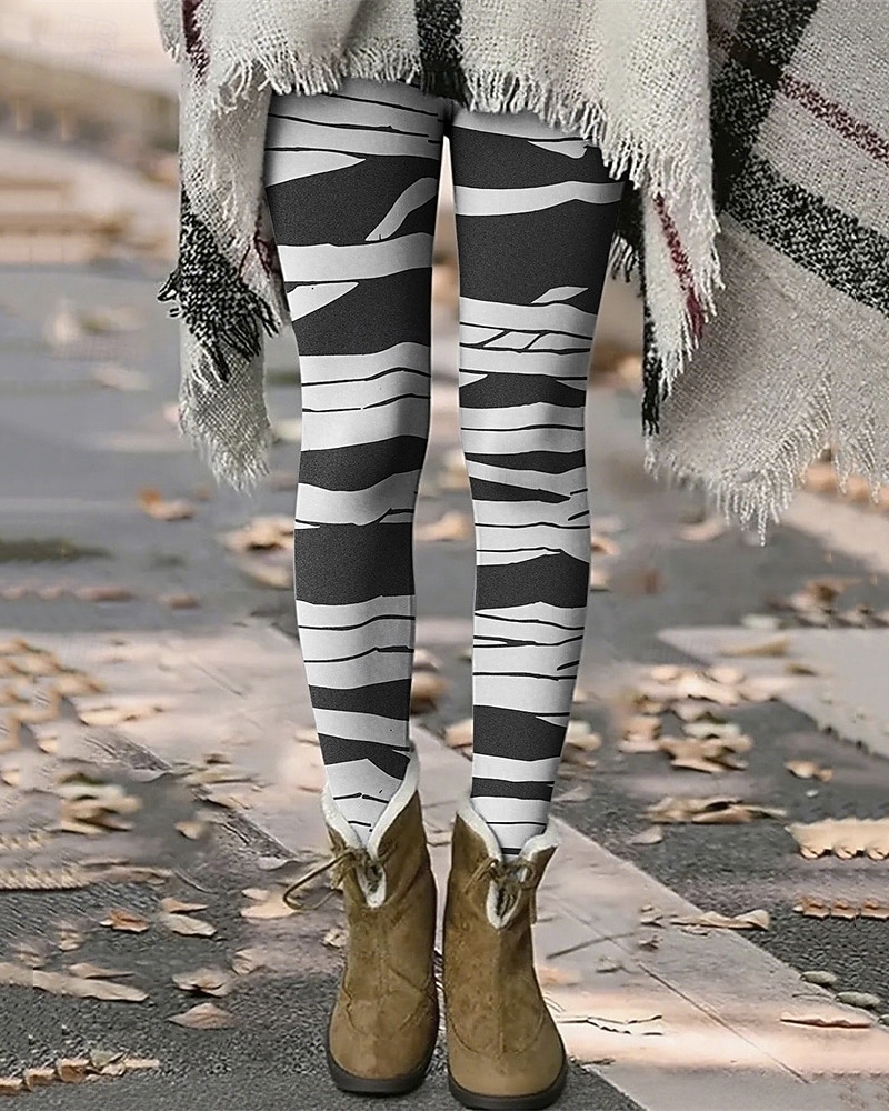Mulheres Calças Leggings Leggings aconchegantes Roupa de rua Casual Comprimento total Cintura Alta Listrado Cintura elástica Imprimir Respirabilidade Confortável Com Stretch Férias Rua Roupa Diária de 2026 por $20.99 –P4
