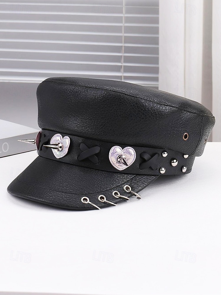 Femmes Beret Tissu en polyester faux cuir Punk ancien Style Gothique Automne Hiver Toutes saisons de 2025 ? $18.99 –P7