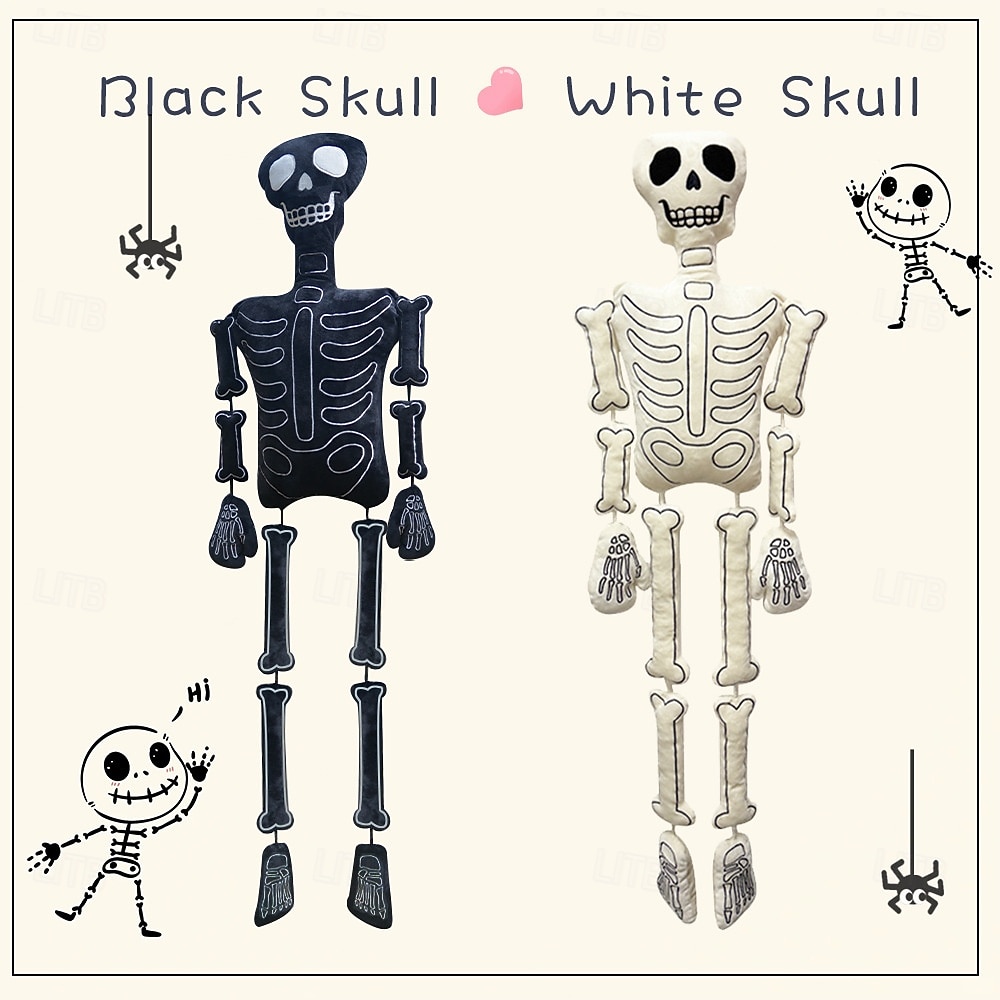 Peluche scheletro di Halloween da 18 pollici - morbido teschio spettrale imbottito per decorazioni di Halloween, casa stregata, dolcetto o scherzetto, oggetti di scena per atmosfere spaventose del 2025 a $32.99 –P8