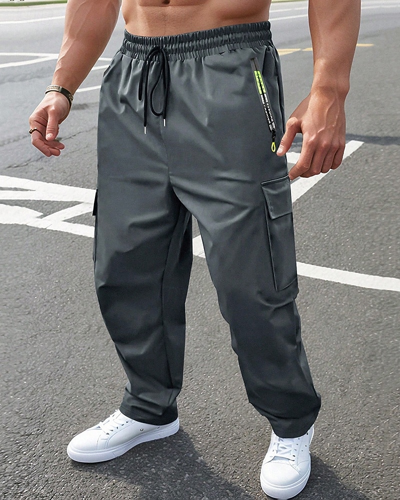 Per uomo Pantaloni Cargo Pantaloni Coulisse Elastico in vita Multi-tasche Semplice Indossabile All'aperto Quotidiano Campeggio & Escursionismo Moda Classico Nero Verde militare del 2025 a $15.49 –P11
