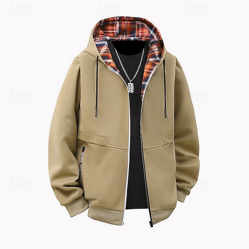 Per uomo Felpa con cappuccio Felpa con cappuccio a zip intera Rosso bordeaux Nero Marrone Cachi Grigio chiaro Con Cappuccio Semplice Patchwork Sport & Outdoor Casuale Quotidiano Streetwear Cool del 2025 a $27.99 –P5