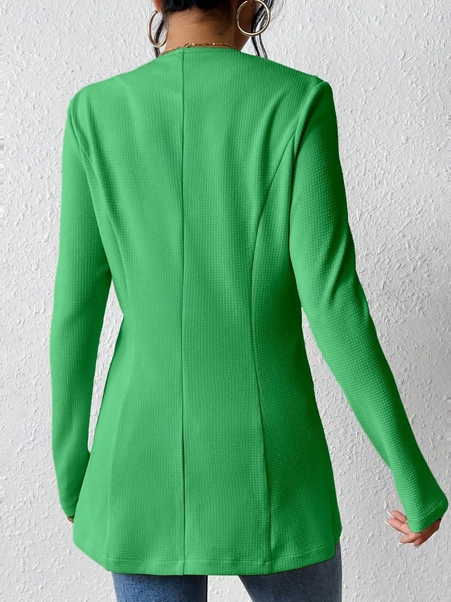 Dame Blazer Bekvem Pustende Knapper OL-stil Fritid عادي Kontor Gate Avslappet Dagligdagstøy Enkeltkneppet Normal V-hals Normal Langermet Yttertøy Svart Hvit Rød Vår Høst 2025 - $34.99 –P17