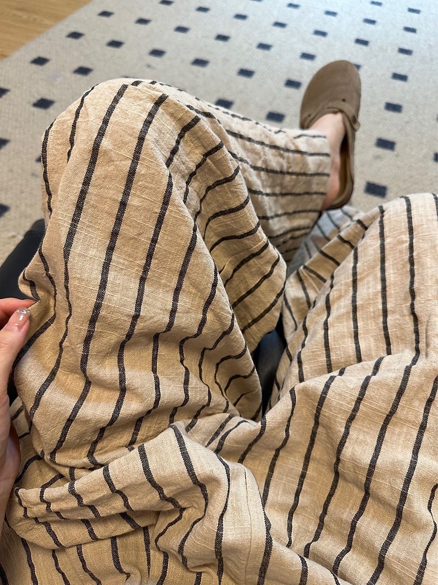 pantaloni culottes in misto lino da donna, gamba larga, stile etnico vintage, lunghezza intera, vita media, a righe, comodi, traspiranti, anelastici, per le vacanze, per la casa, tutti i giorni, beige del 2025 a $43.99 –P3