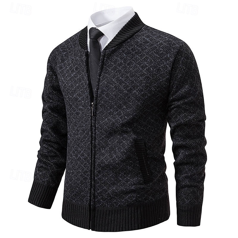 Herren Pullover Kleid Pullover Strickjacke Reißverschluss-Pullover Strickpullover Gerippt Stricken Normale Oberteile Gestrickt Gerippt Einfach Rundhalsausschnitt Mode Schals Geschäft Lässig Bekleidung 2025 - $29.99 –P6