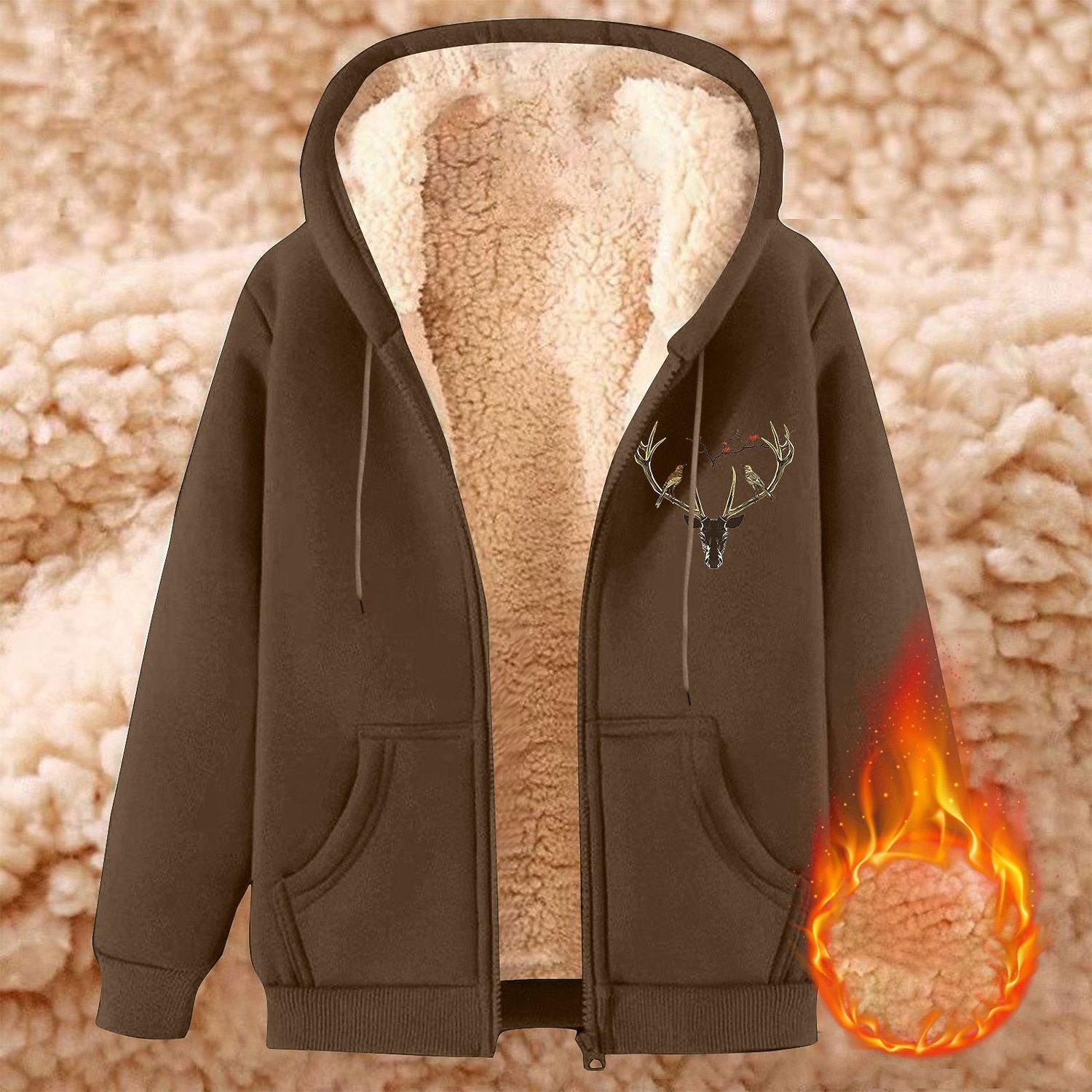 Men's Full Zip Hoodie Zip Up Hoodie Fleece Jacket Fleece Hoodie Black Wine Blue Brown Green Hooded Reindeer Plain Graphic Prints Zipper Pocket Casual Daily Going out Polyester Streetwear Casual Fall 2026 - $24.99 –P6