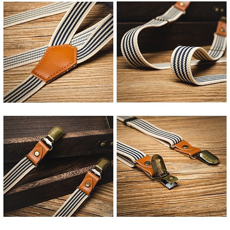 Men's Suspenders Fashion Polyester Alloy Adjustable Stripes Beige Daily Formal Evening Waist Belt 2026 - $11.49 –P1