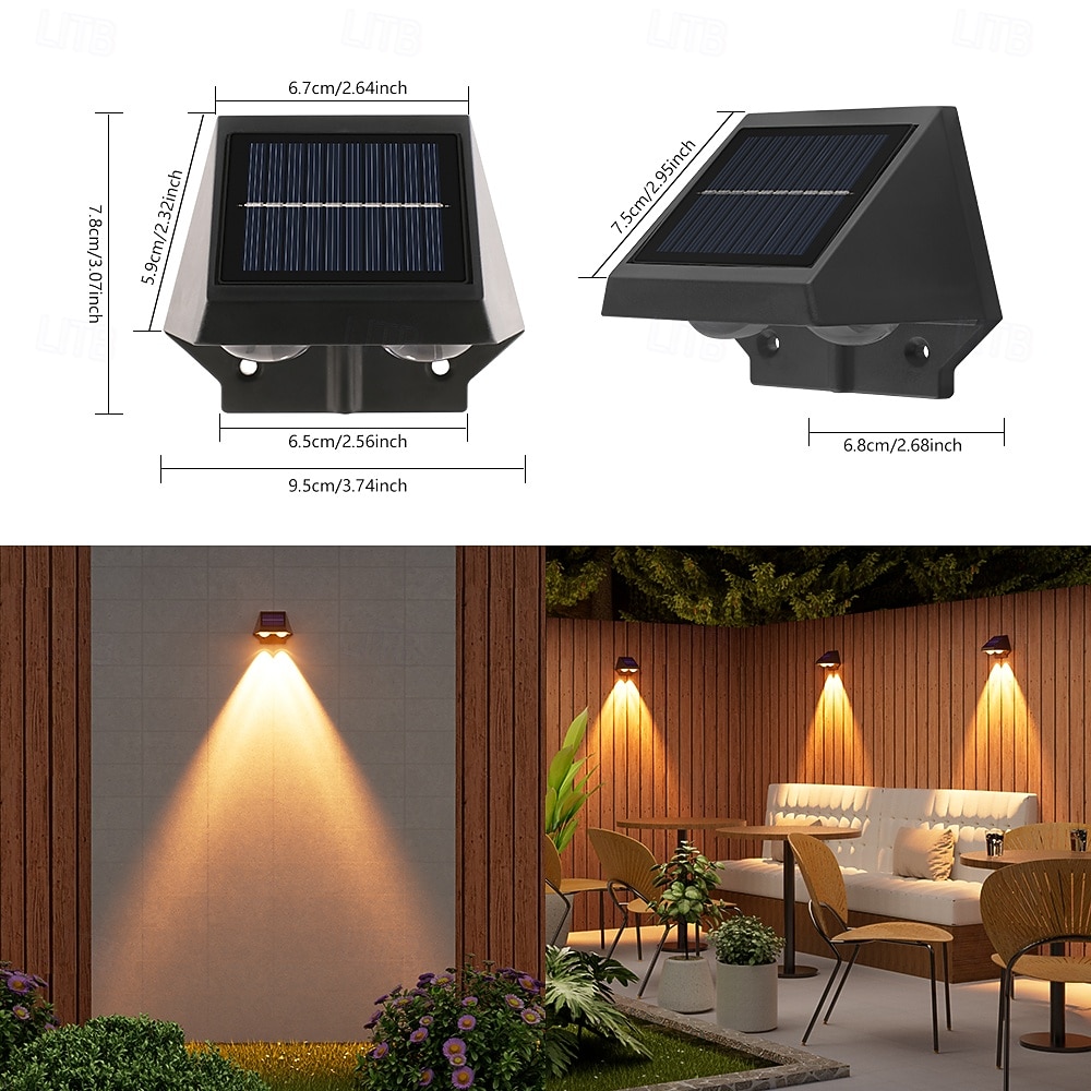 2/4 sztuki solarnej lampy ściennej, wodoodpornej, zewnętrznej, ogrodowej, do oświetlenia ściennego, domu, balkonu, świątecznej dekoracji, nastrojowej lampy, willi, lampy ulicznej 2026 - $21.99 –P11