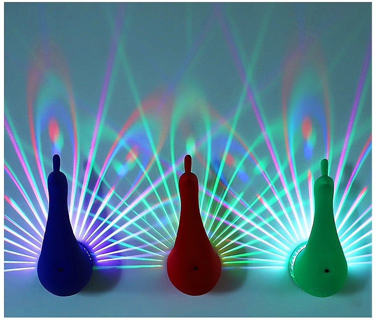 1 pz luce di proiezione pavone telecomando luce notturna da parete camera da letto testata del letto luce d'atmosfera colorata luce notturna creativa di ricarica USB del 2025 a $12.99 –P4