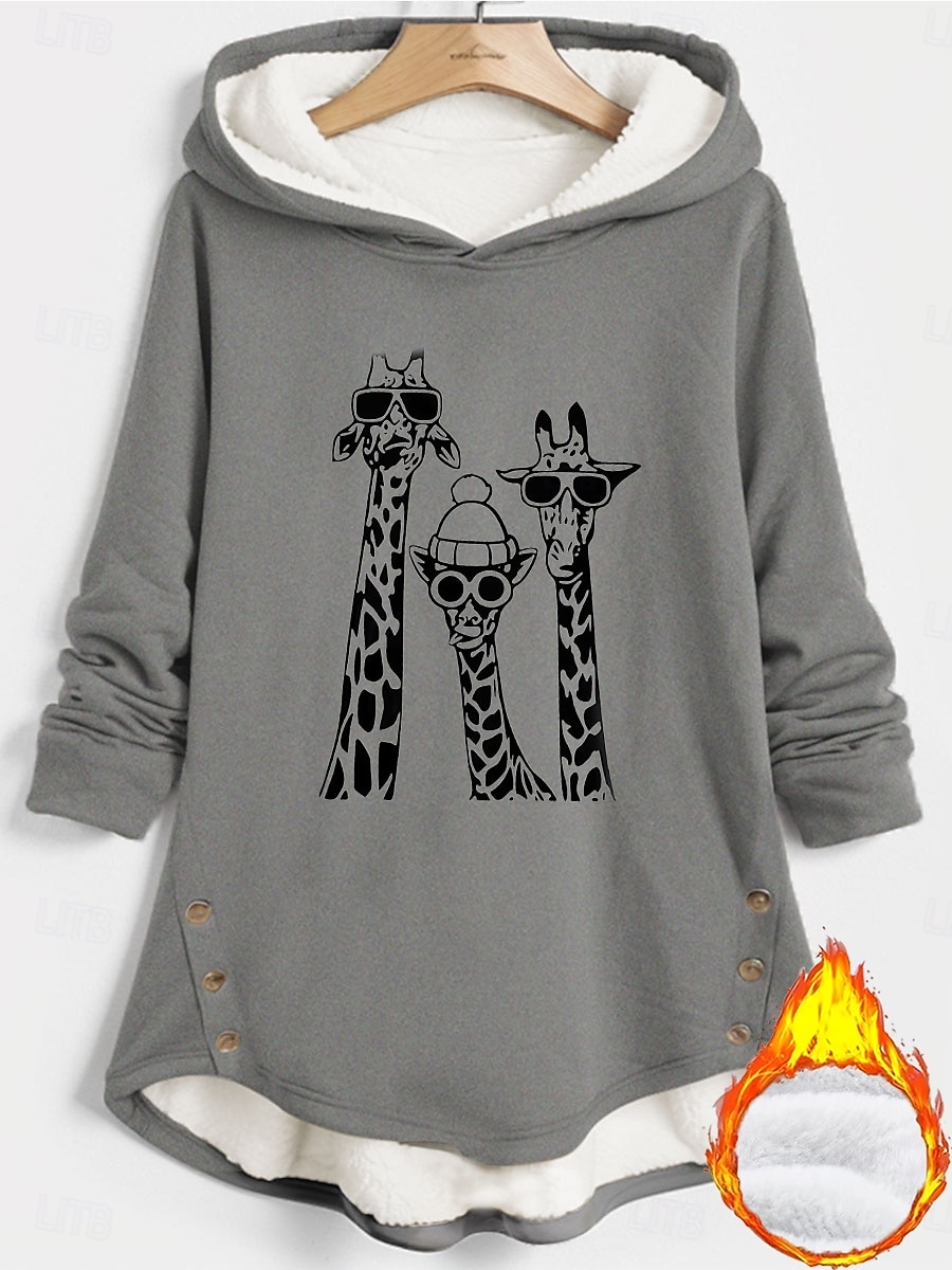 Felpa con cappuccio da donna felpa foderata in pile pigiama caldo felpe grafiche con animali calde casual morbide maniche lunghe lunghe casual stampa sportiva nera rosa rossa blu grigia autunno del 2025 a $29.99 –P4