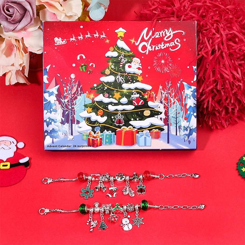 Christmas Advent Calendar Bracelets 2025 for Girls, 24 Days DIY Jewelry Making Kit with 22 Charm Beads and 2 Adjustable Bracelets, Xmas Countdown Gift for Kids Teens Women 2025 - $18.49 –P7