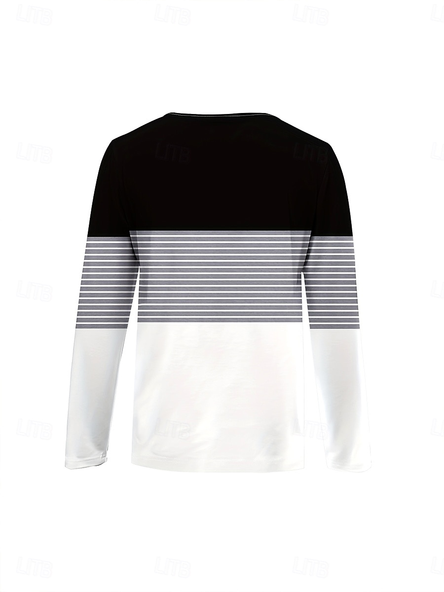 Damen T Shirt Reißverschluss Druck Grafik Geometrisch Gestreift Elegant Vintage Stilvoll Langarm Rundhals Einkerbiger Ausschnitt Normale Oberteile Täglich Wochenende Schwarz und weiss Frühling Herbst 2026 - $25.99 –P3