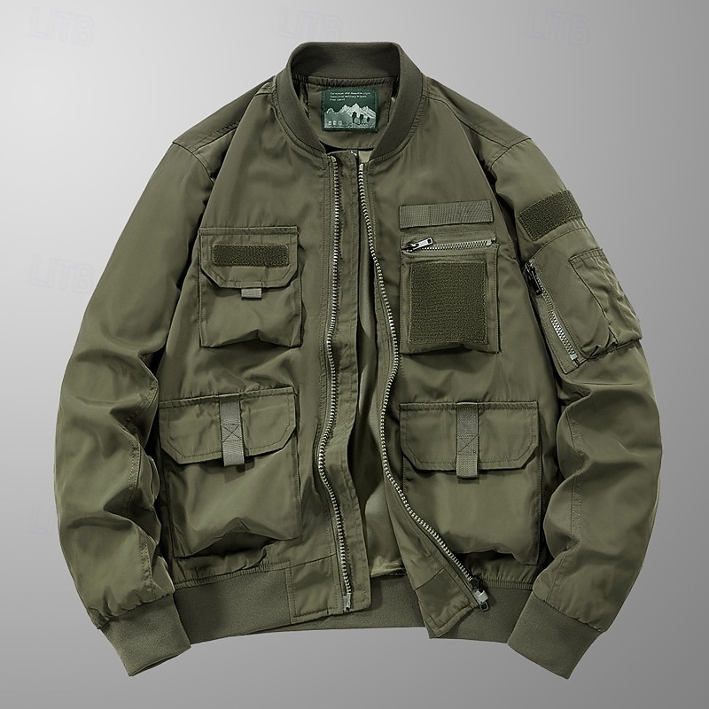 Bărbați Jacheta de Bombardier Jachetă militară Palton Sport Jacheta Varsity Sport exterior Casual Impermeabil Αντιανεμικό Fermoar Buzunar Primăvară Toamnă Iarnă Culoare solidă Activ Capișon Regulat 2026 - $68.99 –P2