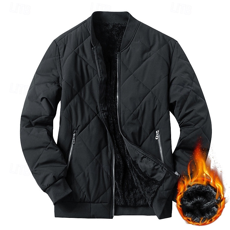Per uomo Cappotto Invernale Giacca trapuntata Giacca in Pile Parka Tasca Poliestere Vacanza Abbigliamento quotidiano Data Regolare Moda Casual Confortevole Calore Termico Inverno Colore Solido del 2026 a $45.99 –P1