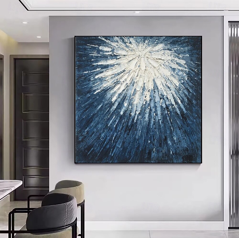 handgefertigtes Ölgemälde auf Leinwand, Wandkunst, Dekoration, moderne blau-weiße abstrakte Textur für die Dekoration des Esszimmers zu Hause, gerolltes, rahmenloses, ungedehntes Gemälde 2025 - $38.99 –P6