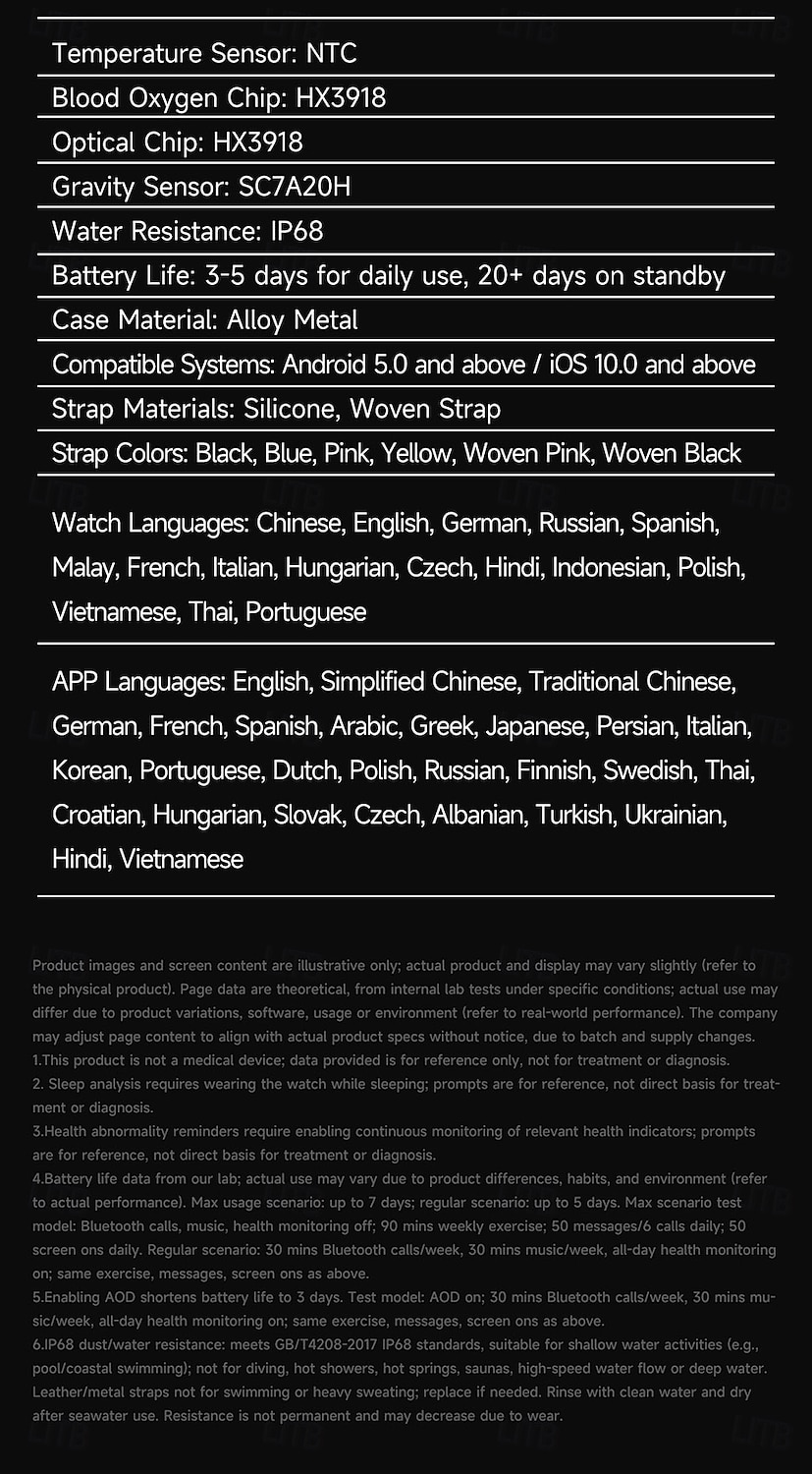iMosi TK50 Relógio inteligente 1.72 polegada Relógio inteligente Bluetooth Monitoramento de temperatura Podômetro Aviso de Chamada Compatível com Android iOS Feminino Masculino Chamadas com Mão Livre de 2025 por $48.99 –P19