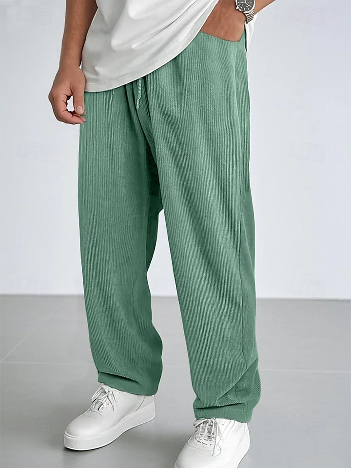 Per uomo Pantaloni da tuta Pantaloni Pantaloni in velluto a coste Pantaloni casual Coulisse Elastico in vita Gamba Dritta Tinta unica Semplice Traspirante Lunghezza intera Casuale Quotidiano Uscire del 2026 a $25.99 –P12