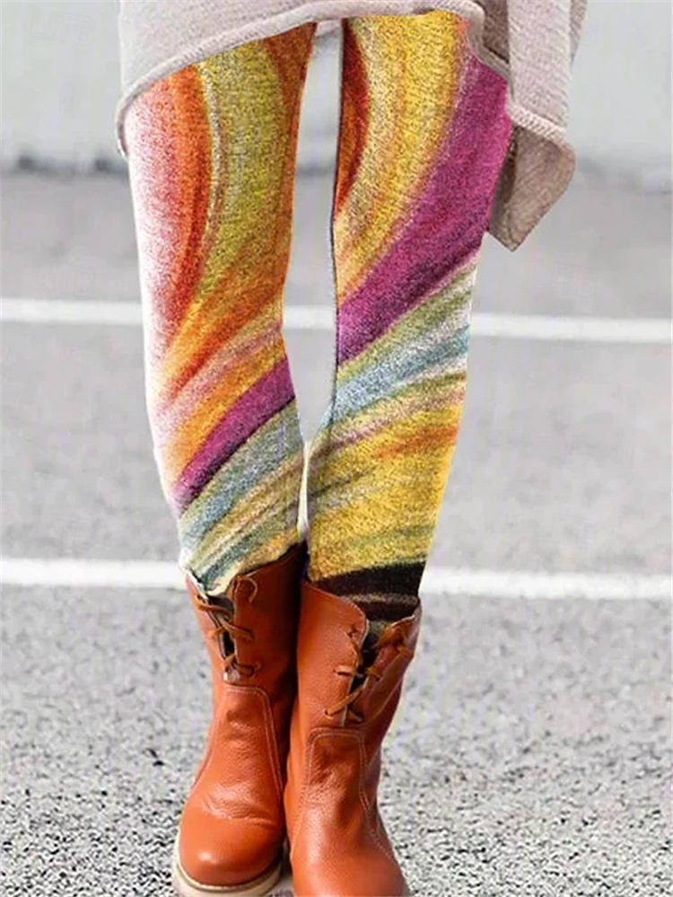 Women's Pants Trousers Leggings Streetwear Casual Full Length High Waist Striped Elastic Waist Print Breathability Comfortable Stretchy Vacation Street Daily Wear Black Grey Black 2# Yellow Pink 2025 - $18.99 –P10