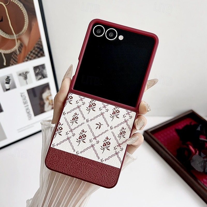 telefoon hoesje Voor Samsung Galaxy Z Flip 7 Z-flip 6 Z Flip 5 Z Flip 4 Achterkant met draagkoord Schokbestendig Bloem Bloemen PC 2026 - $18.99 –P3