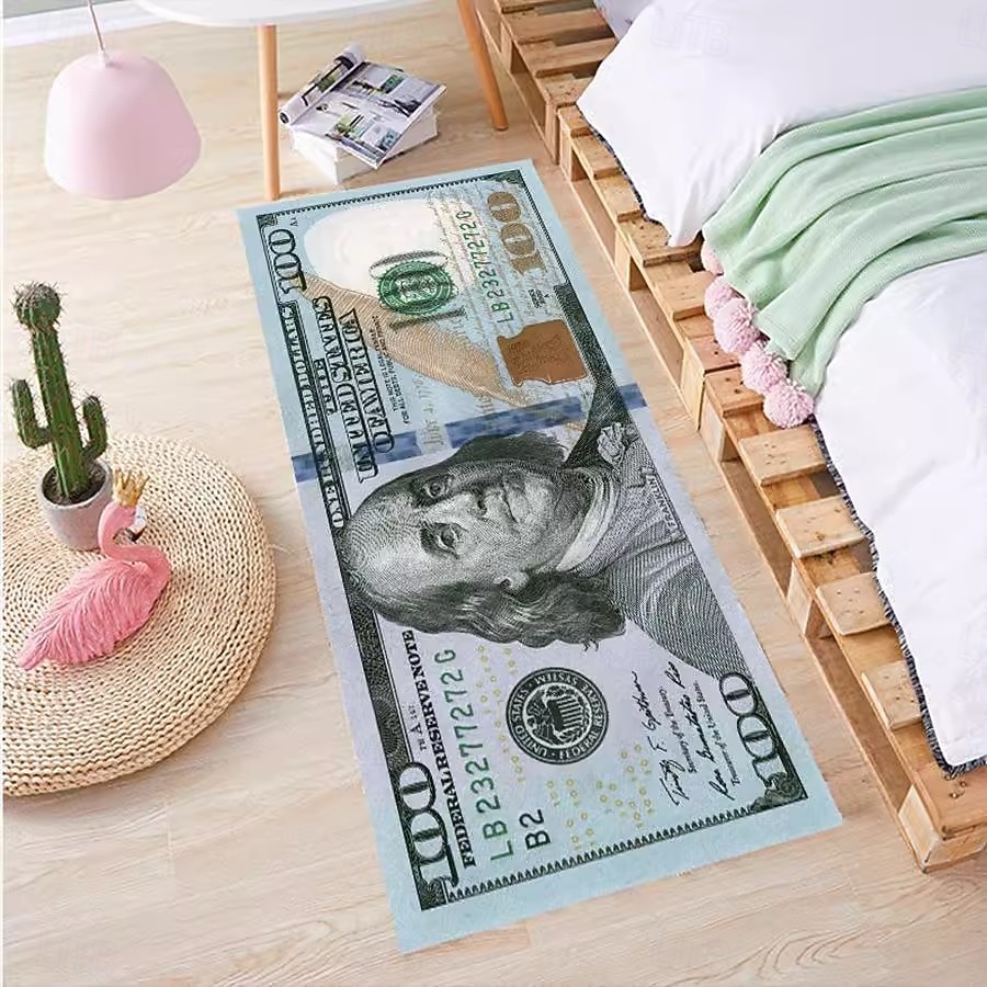 tapis créatif en forme de dollar, tapis de sol au design monétaire pour la cuisine, la chambre, la table de chevet, l'entrée et la décoration de la maison de 2026 ? $20.99 –P14