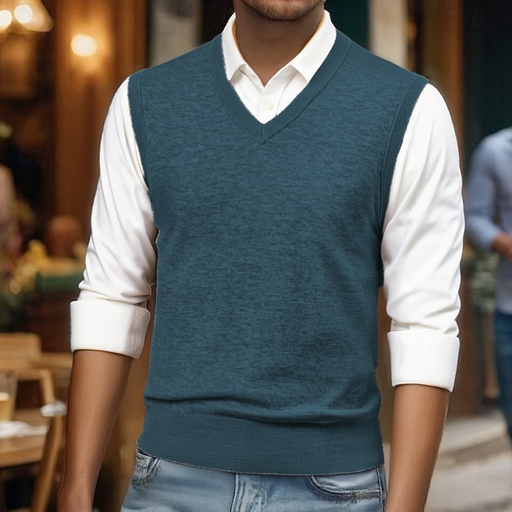 Herren Pullunder Kleid Pullover Pullover Weste Strickpullover Gerippt Stricken Normale Oberteile Gestrickt Einfach V Ausschnitt Mode Lässig Urlaub Alltagskleidung Bekleidung Frühling Herbst 2026 - $45.99 –P8