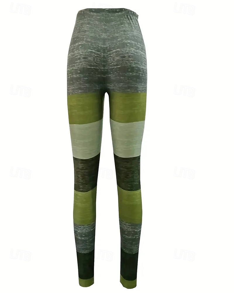 Per donna Pantaloni Leggings Leggings comodi Streetwear Casual Lunghezza intera Vita Alta Blocco di colori Elastico in vita Stampato Traspirabilità Confortevole Elasticizzato Vacanza Streetwear del 2026 a $17.99 –P3