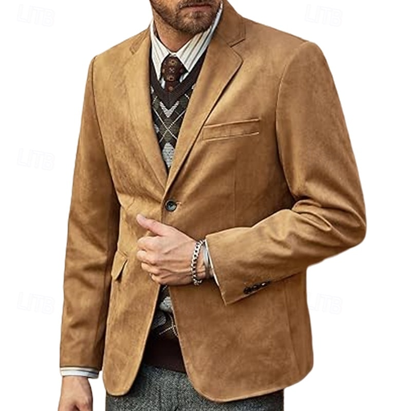 Homme Blazer Affaires Cocktail Fête de mariage Mode Occasionnel Printemps Automne Polyester Uni Avec Poches Boutons Confortable Simple Boutonnage veste Noir Kaki Gris Claire Café de 2025 ? $44.99 –P3