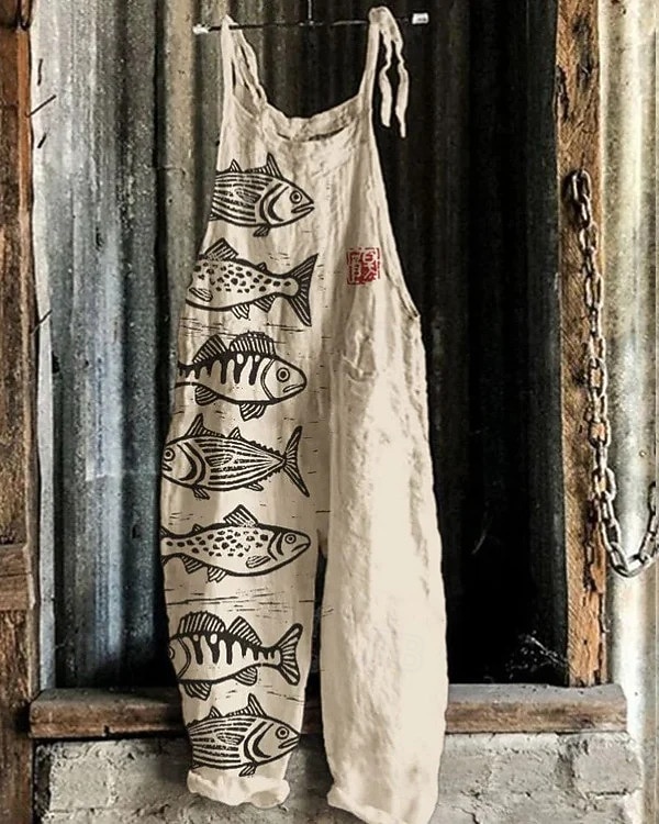 Femmes Combinaison Vacances ancien Style Ethnique Longueur complète Taille Moyenne Animal Poisson Respirabilité Léger Doux Non Elastique Décontracté Occasionnel Quotidien Blanche Bleu Kaki Beige Ét de 2025 ? $26.99 –P2