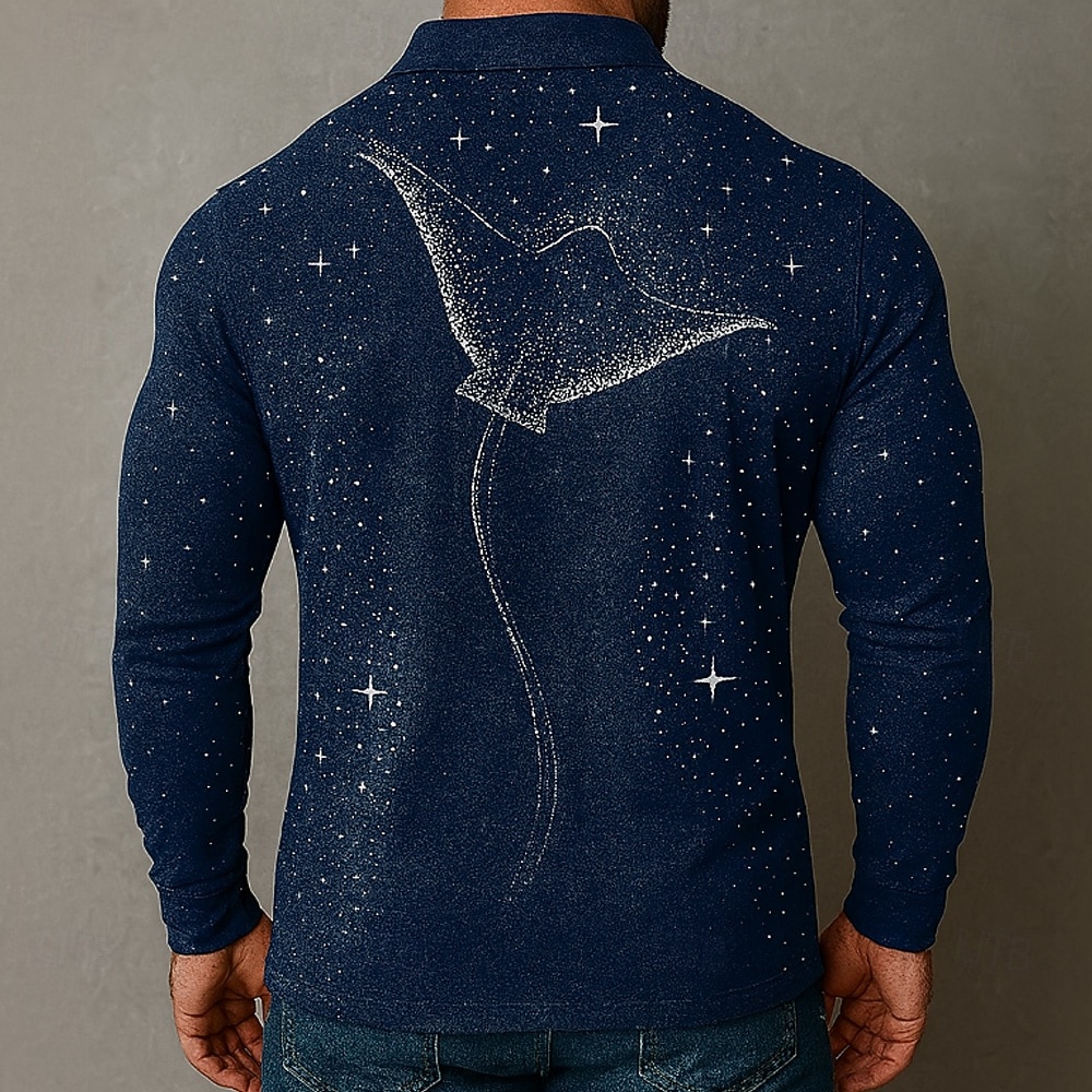 Homme À Motif Animal Polo manche longue Polos Revers Occasionnel Extérieur Rue Athleisure Tenue quotidienne Impression 3D Boutons Printemps Automne Hiver Noir Bleu Violet de 2025 ? $21.99 –P1