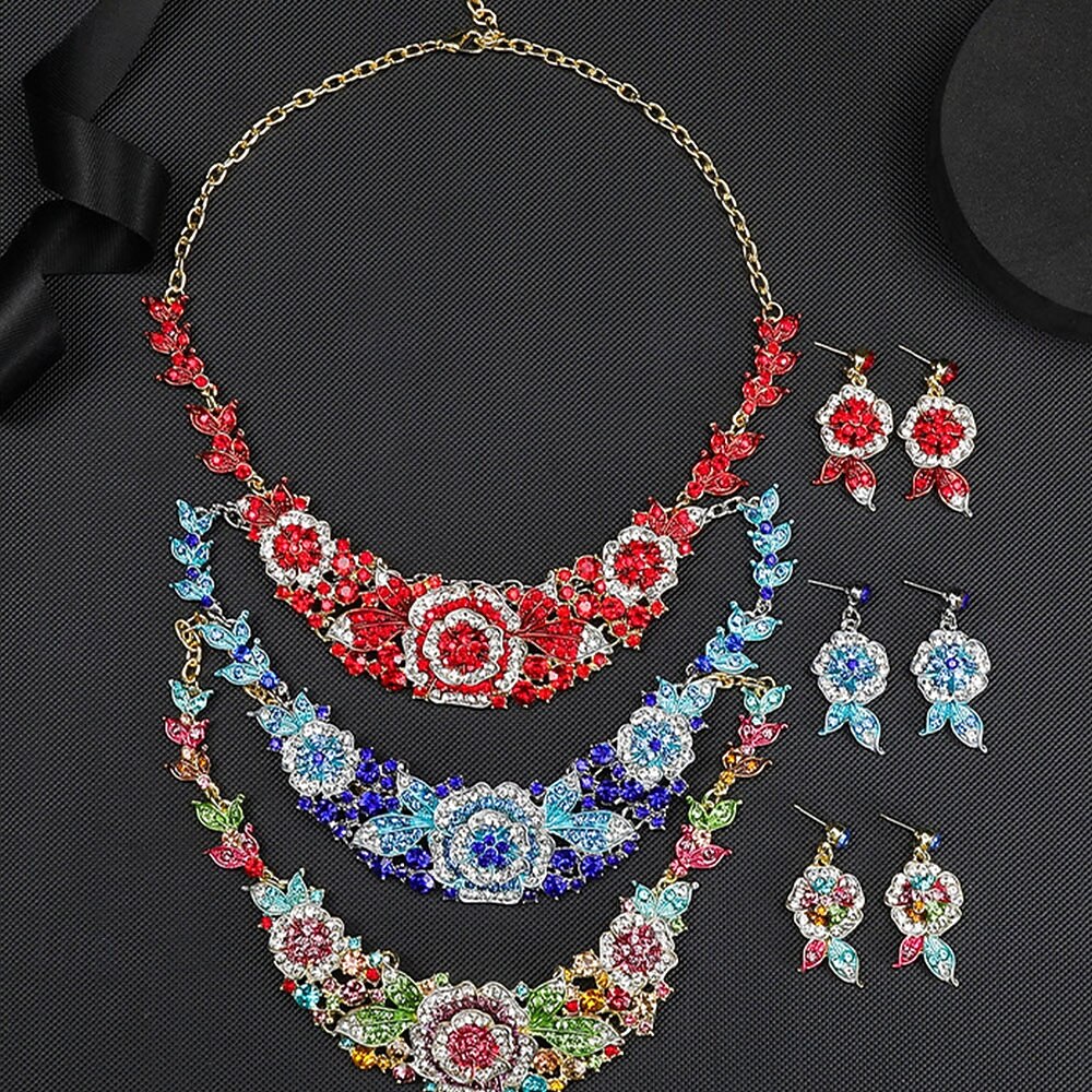 Sady šperků 2 Kubický zirkon Chrome 1 x náhrdelník Náušnice Dámské Elegantní Vinobraní Módní Retro styl Klasika Květinový motiv Sada šperků Pro Svatební Párty Svatební host 2025 - $23.99 –P8
