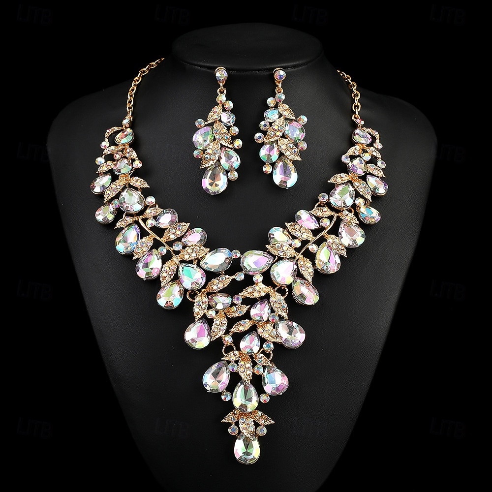 Parure de bijoux 2 Chrome Boucles d'oreilles Collier Femmes Élégant ancien Mode Le style rétro Classique Parure de Bijoux Pour Mariage Soirée robe demoiselle d honneur de 2025 ? $29.99 –P7
