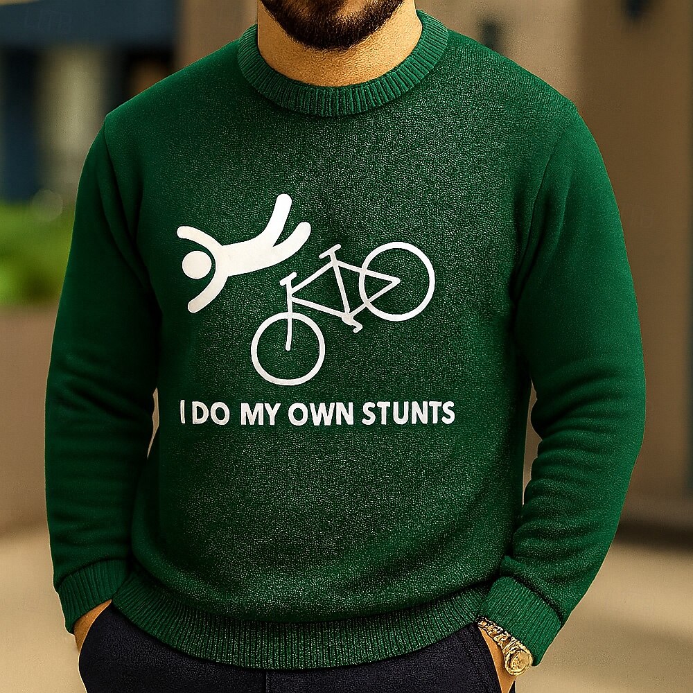 Herren lustiger I Do My Own Stunts 3D Cartoon Pullover Pullover Strickwaren Rundhalsausschnitt lässig Urlaub Zuhause Straße 3D Druck Stricken Grafik Langarm Frühling Herbst Winter Schwarz Rot Blau 2025 - $28.99 –P3