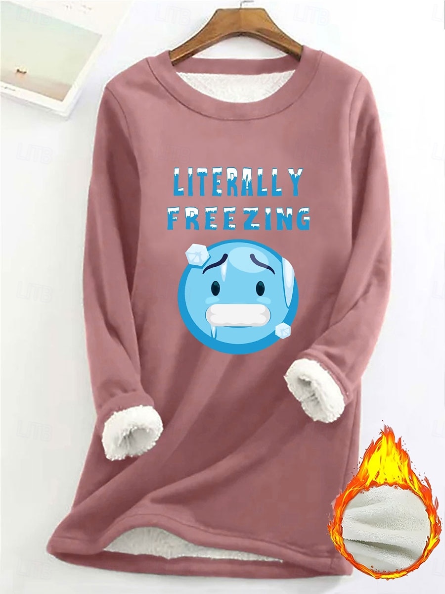 Felpa da donna felpa foderata in pile pigiama caldo grafica con lettere calda casual morbida maniche lunghe collo rotondo top regolari street casual nera gialla rosa rosa scuro blu primavera autunno del 2025 a $22.99 –P1
