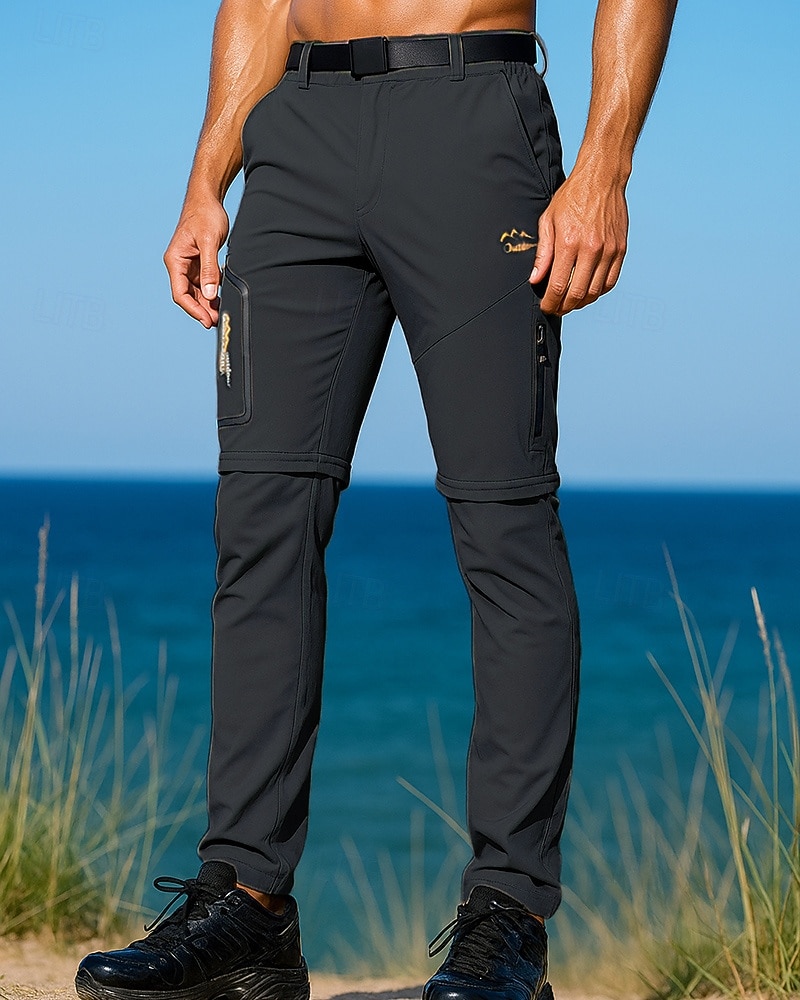 Муж. Брюки-трансформеры Штаны для туризма и прогулок Штаны софтшелл Весна Осень На открытом воздухе Стандартный Водонепроницаемость С защитой от ветра Нижняя часть Карман Темно-серый Черный 2026 - $39.99 –P5