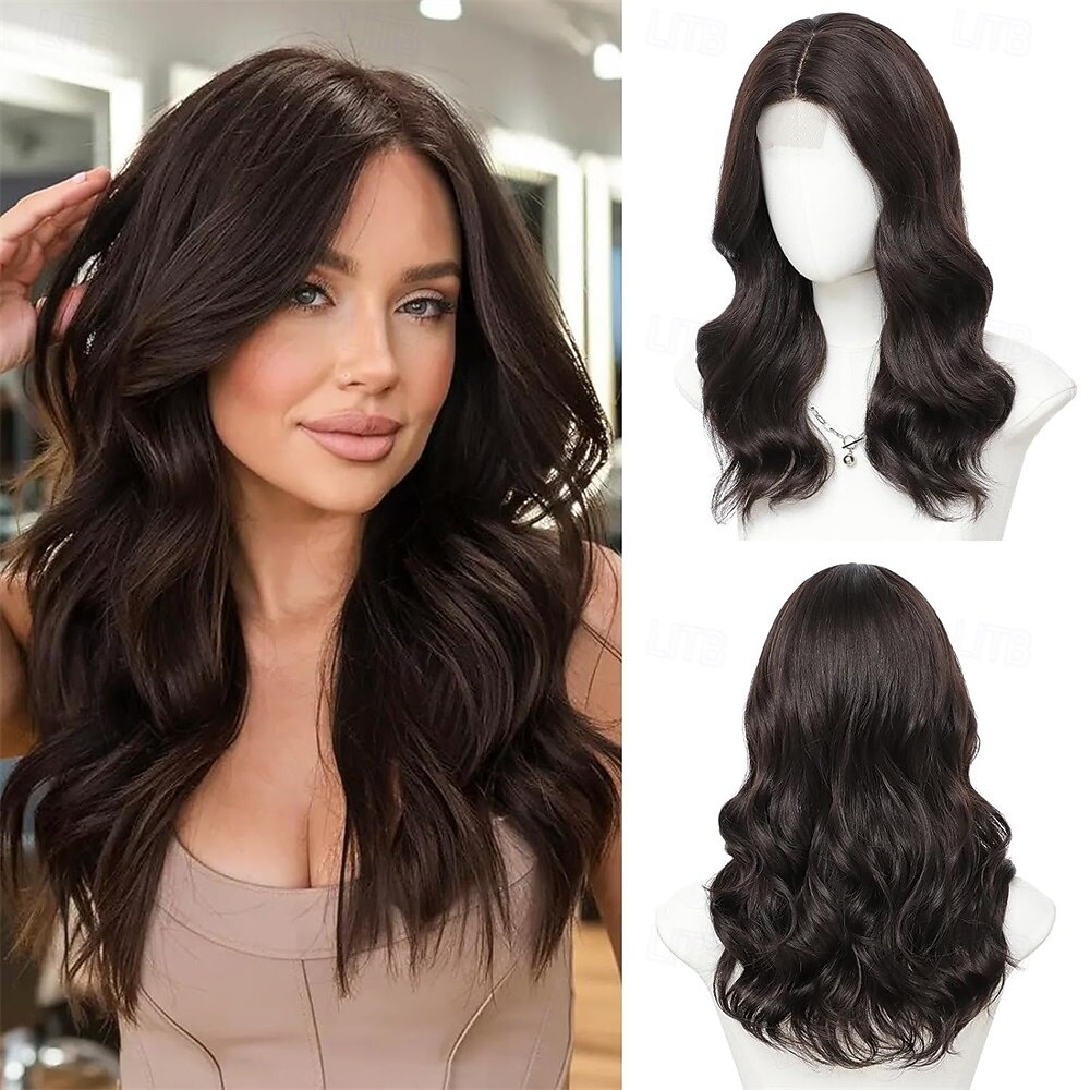Perucas ruivas de comprimento médio para mulheres, peruca de cabelo sintético ondulado de 18 polegadas com divisão central - peruca com linha capilar natural para uso diário em festas/Halloween de 2026 por $26.99 –P5