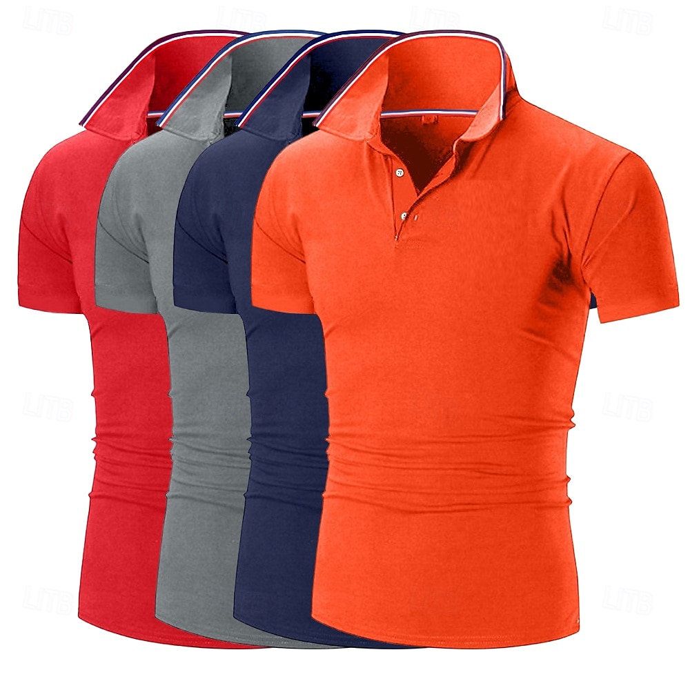 Pánské Golfová košile Polokošile Pique Obchod Ležérní Žebrovaný polo límec Krátký rukáv Módní Základní Pevná barva Knoflíky Vícebalení Léto Jaro & podzim Celý rok Slim 1# 2# 3# 4# 5# 6# Golfová košile 2025 - $41.99 –P16