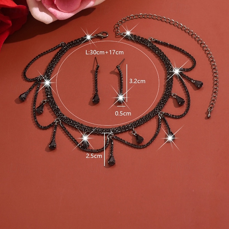 Schmuckset 3 Stück Strass Legierung Ohrringe Halskette Damen Elegant Vintage Mode Geometrisch Geometrisch Schmuck-Set Für Hochzeit Party Hochzeitsgast 2025 - $24.99 –P1