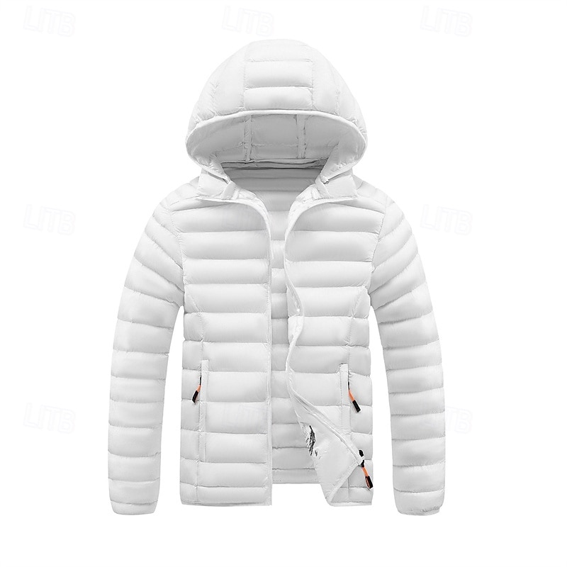 Pánské Zimní kabát Puffer bunda Polstrovaná bunda Kapsy Polyester Dovolená Denní nošení Rande Standardní Módní Na běžné nošení Pohodlné Zahřívací Zima Plná / Jednobarevná Tmavě šedá Černá Bílá Žlutá 2026 - $51.99 –P12