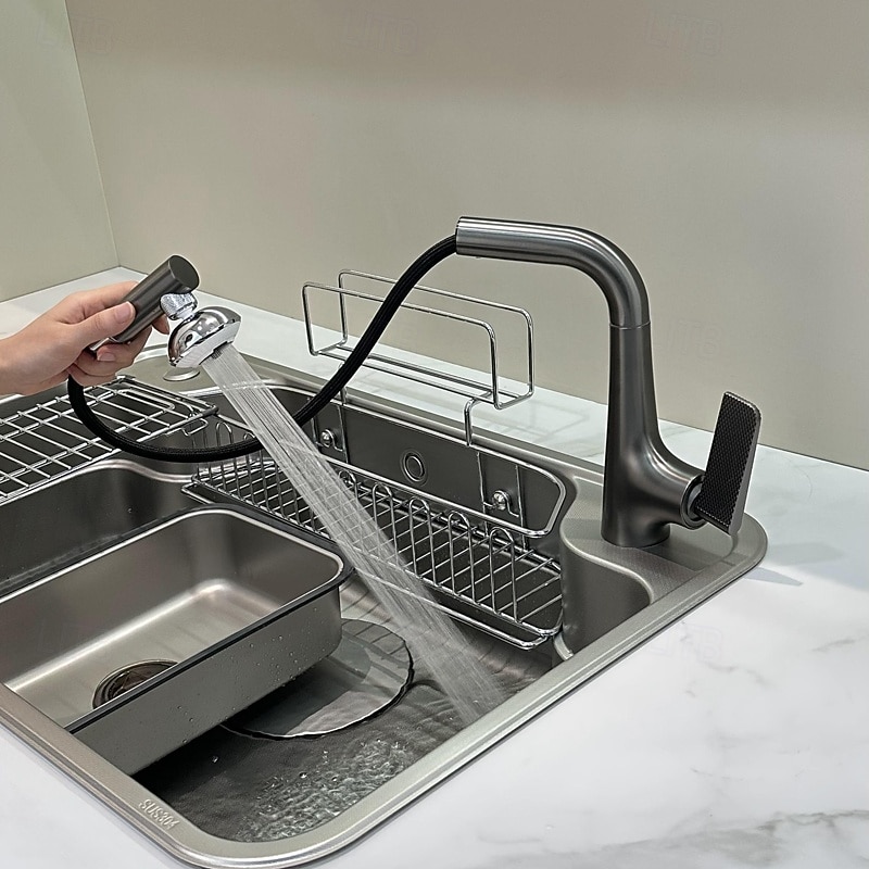 Robinet de cuisine - Poignée unique à un trou Électroplaqué / Finitions peintes Extractible / Rétractable / Bec Standard Ensemble central Moderne Contemporain Kitchen Taps de 2025 ? $145.99 –P1
