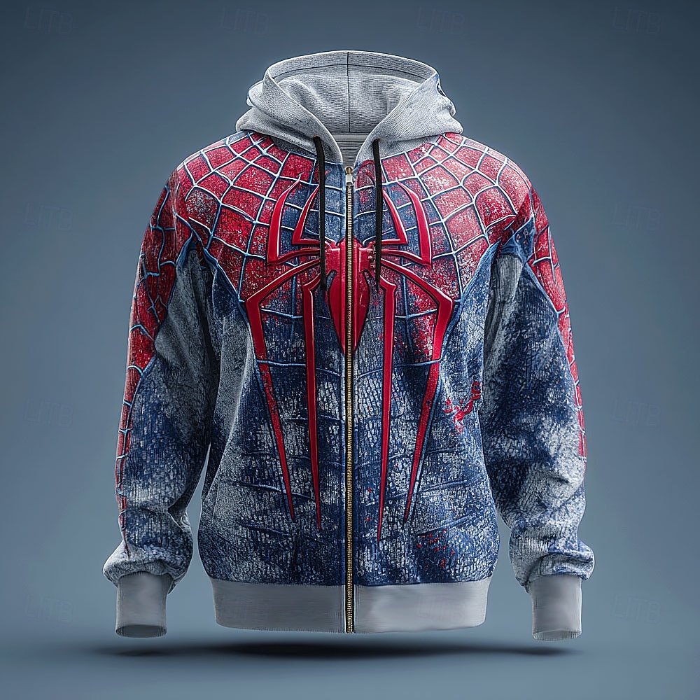 Halloween Per uomo Ragno 3D Felpa con Cappuccio Felpa Punk Cool Girocollo Feste Regalo Abbigliamento casual alla moda Blu Viola Coulisse Cerniera Autunno Inverno progettista del 2025 a $26.99 –P1