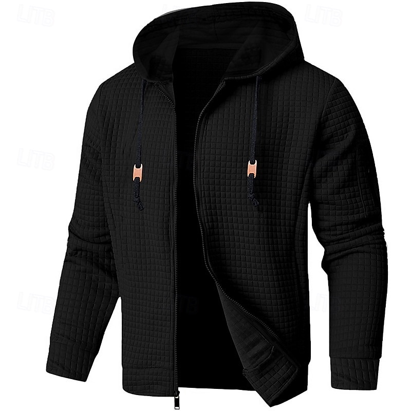 Per uomo Felpa con cappuccio Felpa con cappuccio a zip intera Felpa con cappuccio a nido d'ape Rosso bordeaux Nero Bianco Verde militare Blu marino Con Cappuccio Semplice Cerniera Sport & Outdoor del 2025 a $39.99 –P2