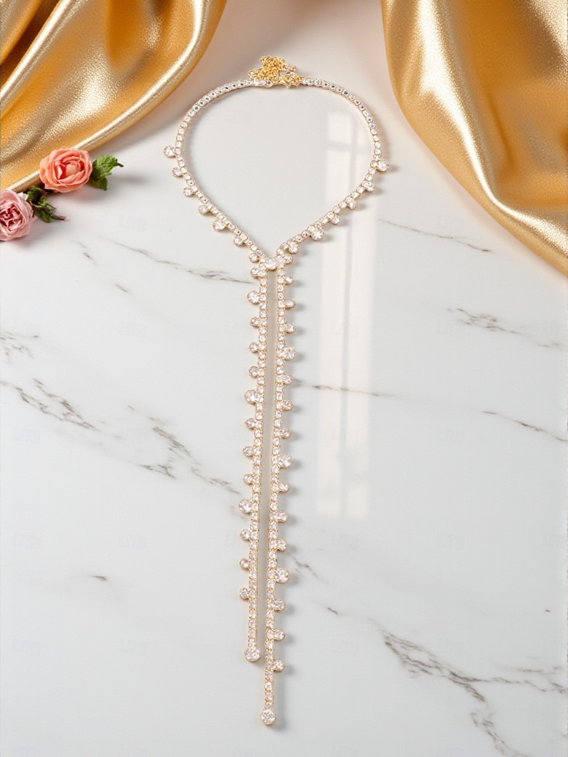 collana girocollo a forma di Y con strass da donna: gioielli scintillanti in cristallo per abiti con scollo a V profondo e occasioni di festa del 2025 a $14.99 –P6