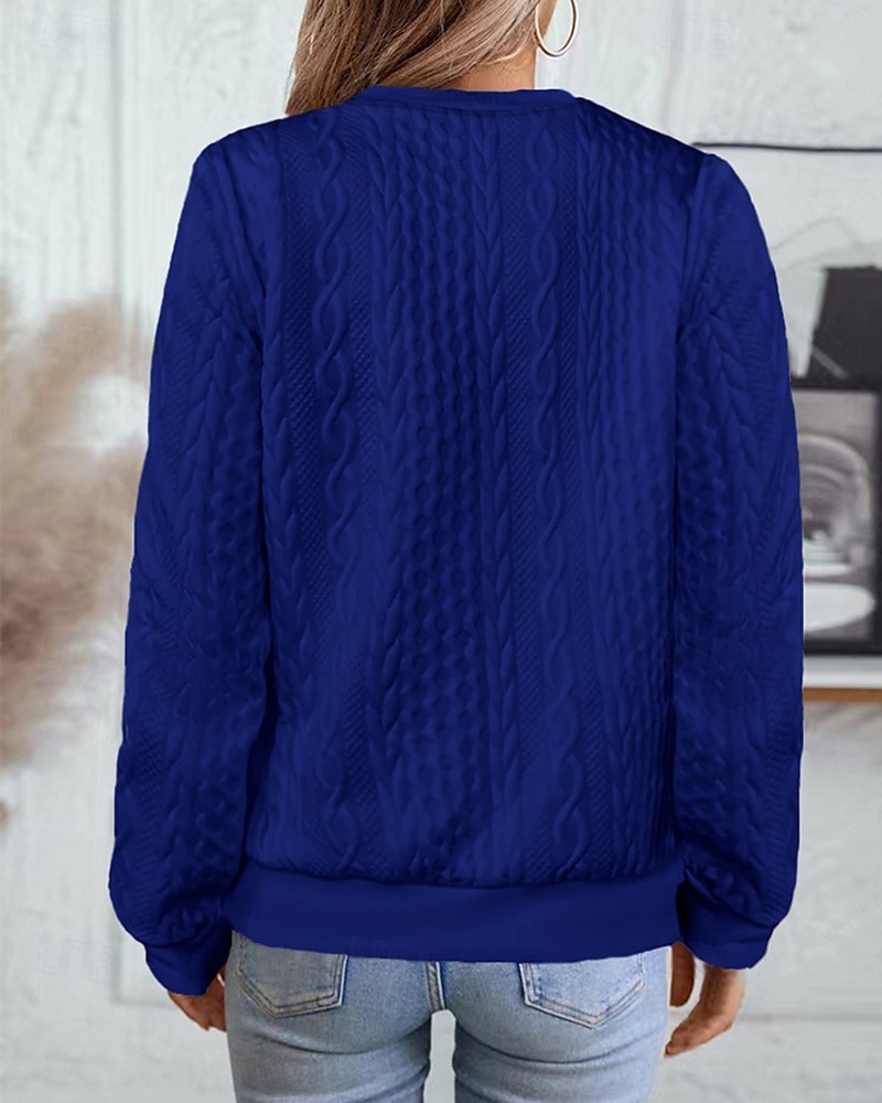 Per donna Felpa con texture Felpe Felpe con cerniera Semplice Streetwear Casual Comodo Manica Lunga Collo Alto Top Regolari Streetwear Ferie Uscire Zip a un quarto Bianco Rosa Vino Rosa scuro Blu del 2025 a $22.99 –P17