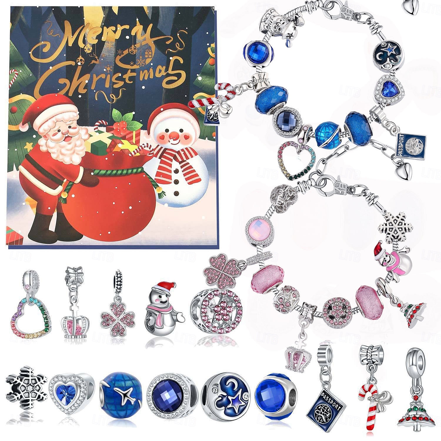 Christmas Advent Calendar Bracelets 2025 for Girls, 24 Days DIY Jewelry Making Kit with 22 Charm Beads and 2 Adjustable Bracelets, Xmas Countdown Gift for Kids Teens Women 2025 - $21.99 –P1